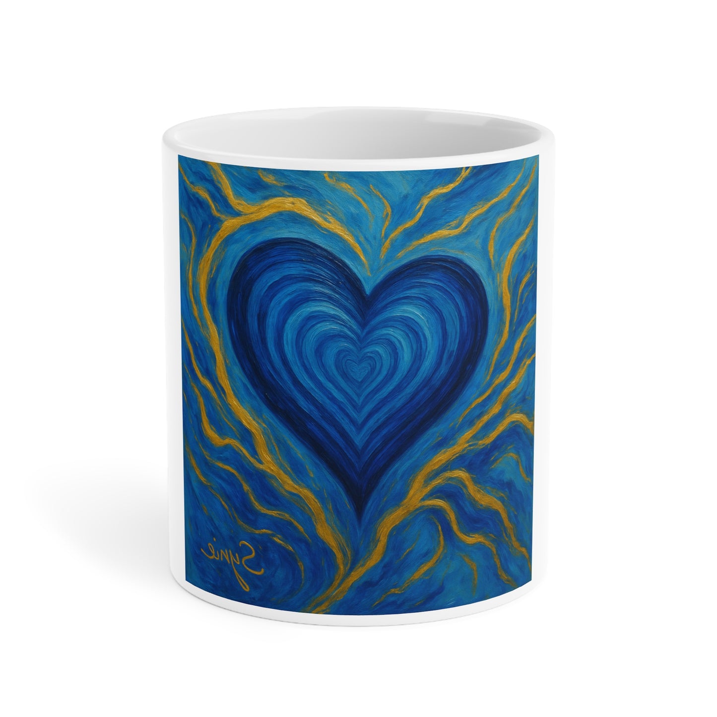 Tasse Bleu & Or – Cœur Énergétique et vibrant