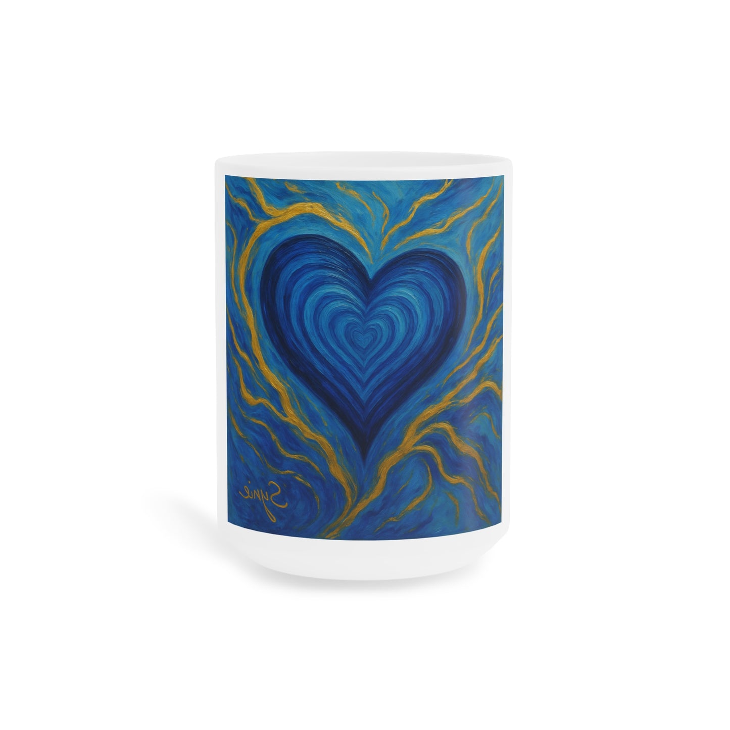 Tasse Bleu & Or – Cœur Énergétique et vibrant