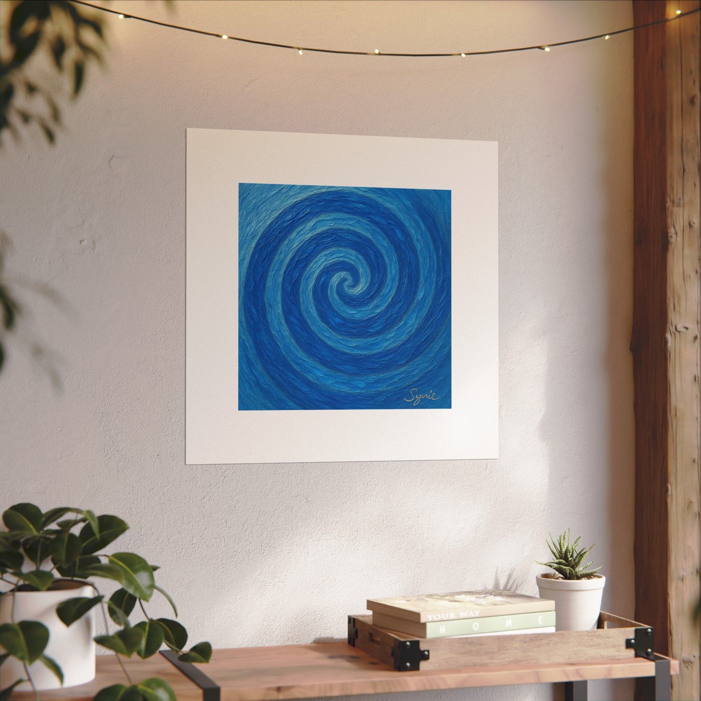 Affiche de style aquarelle mate – Spirale Océanique de Sérénité