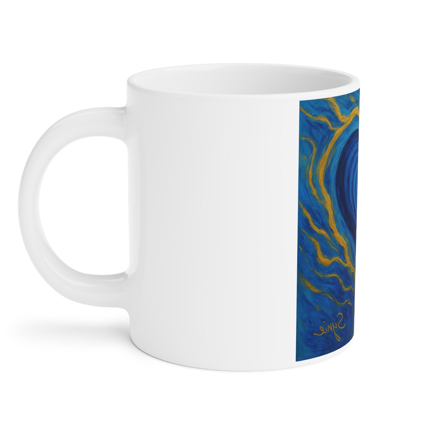 Tasse Bleu & Or – Cœur Énergétique et vibrant